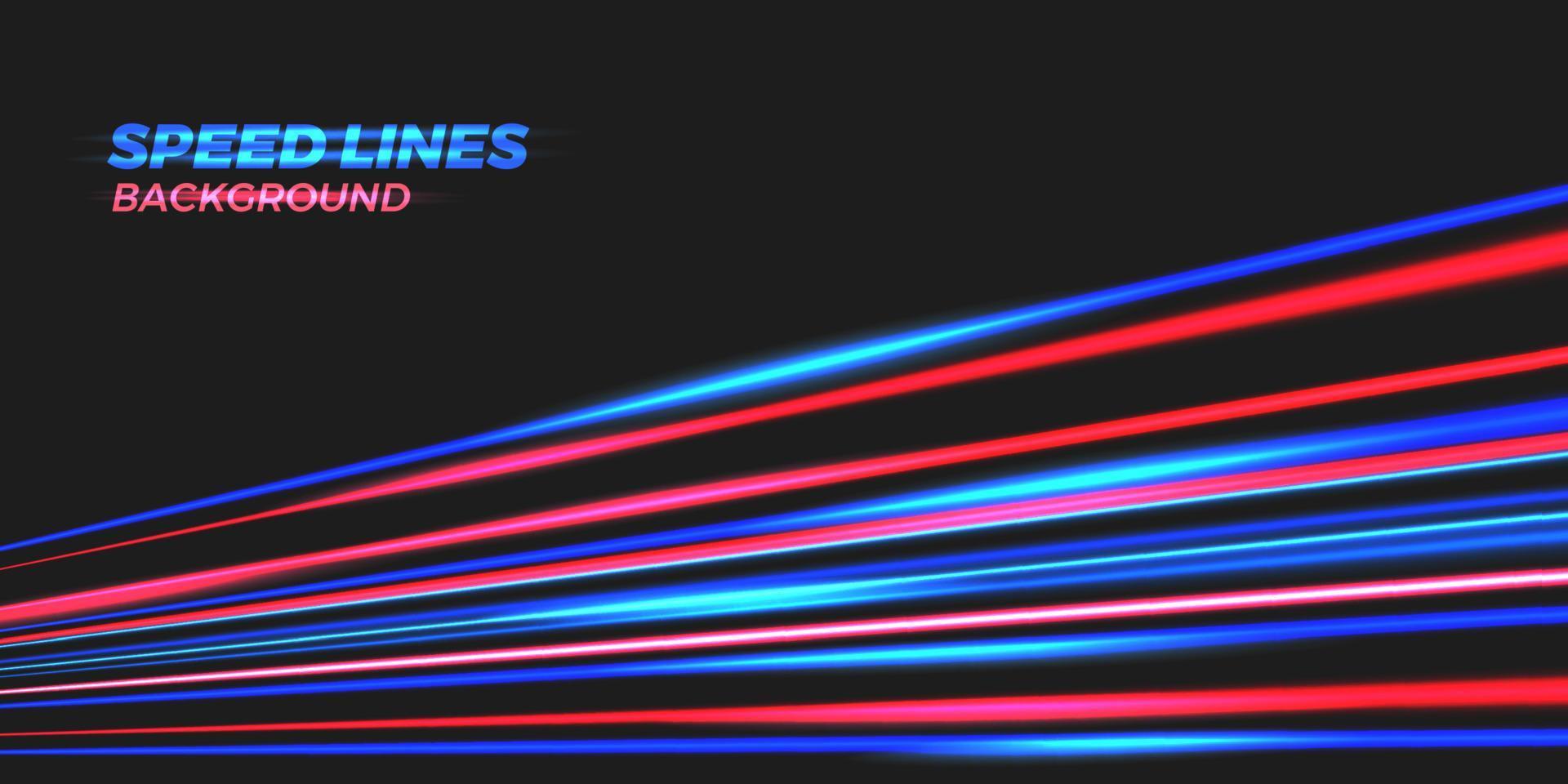 racewagen die snel beweegt met straalblauw en rood lichtspoorvervagingseffect voor futuristische abstracte achtergrond vector