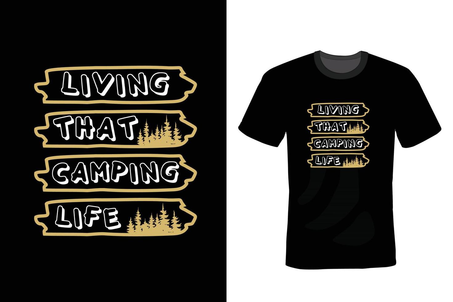 camping t-shirt ontwerp, vintage, typografie vector