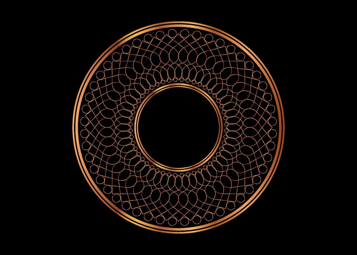 decoratief rond gouden frame, mandala voor ontwerp met bloemenornament. cirkelrandsjabloon voor het afdrukken van ansichtkaarten, uitnodigingen, boeken, voor textiel, gravure, houten meubilair, smeden. vector