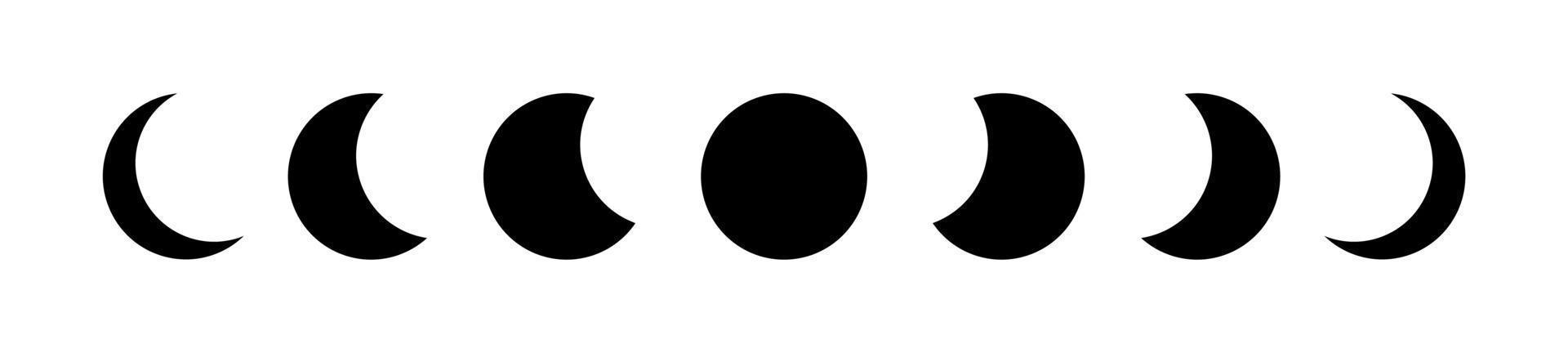 maanstanden zwarte rand frame, wicca banner teken. drievoudige maan heidense Wicca godin symbool, heilige geometrie, wiel van het jaar, vector geïsoleerd op een witte achtergrond
