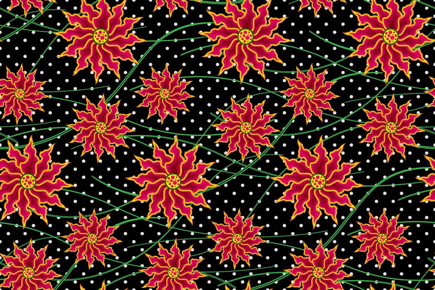 naadloze Afrikaanse wax print stof, etnische handgemaakte ornament ontwerp, bloempatroon motieven bloemen elementen. vector textuur, afro kleurrijke textiel ankara fashion stijl. pareo wikkeljurk bruiloft bloemen