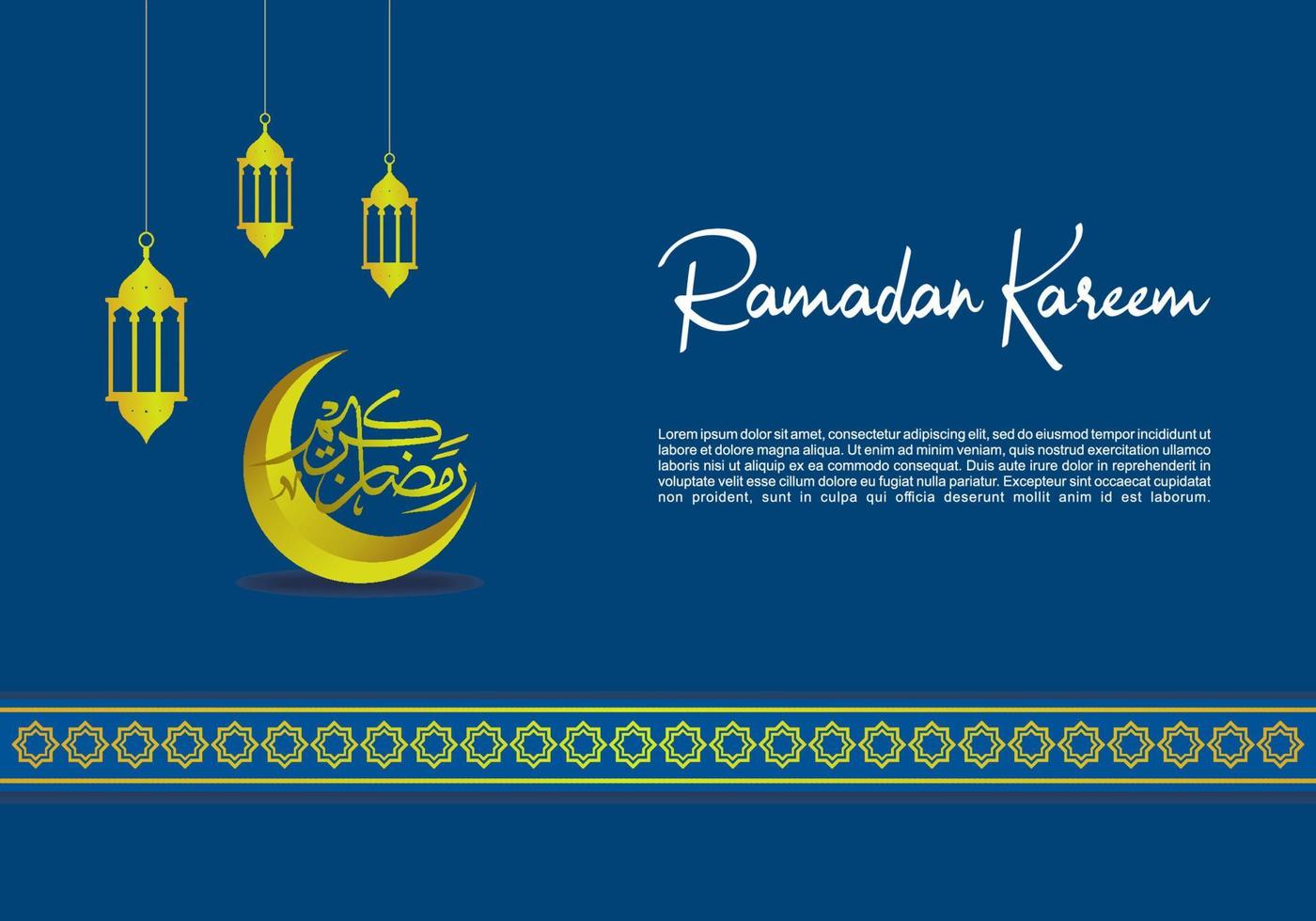 ramadan kareem wenskaart met islamitische kalligrafie maan en lantaarn vector