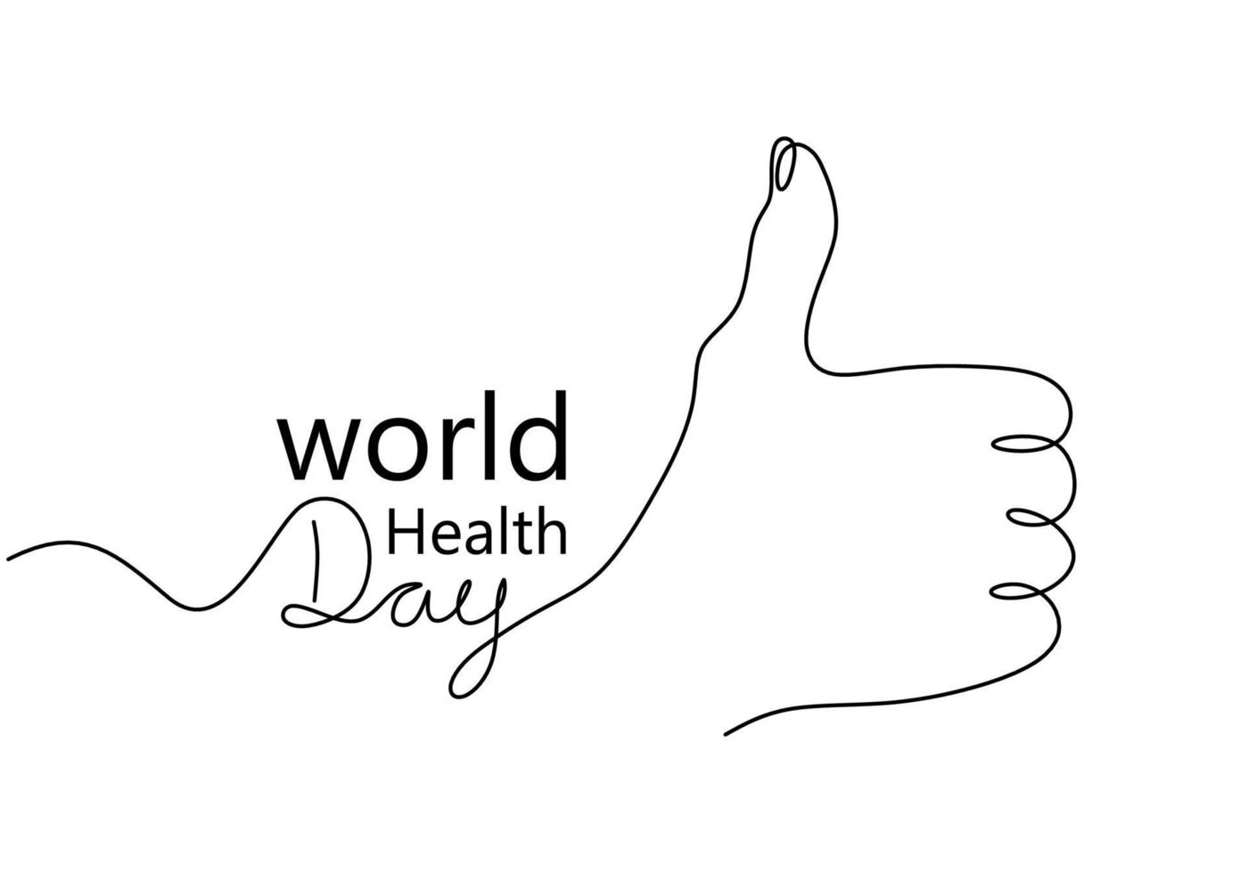 één ononderbroken enkele duim omhoog voor Wereldgezondheidsdag vector