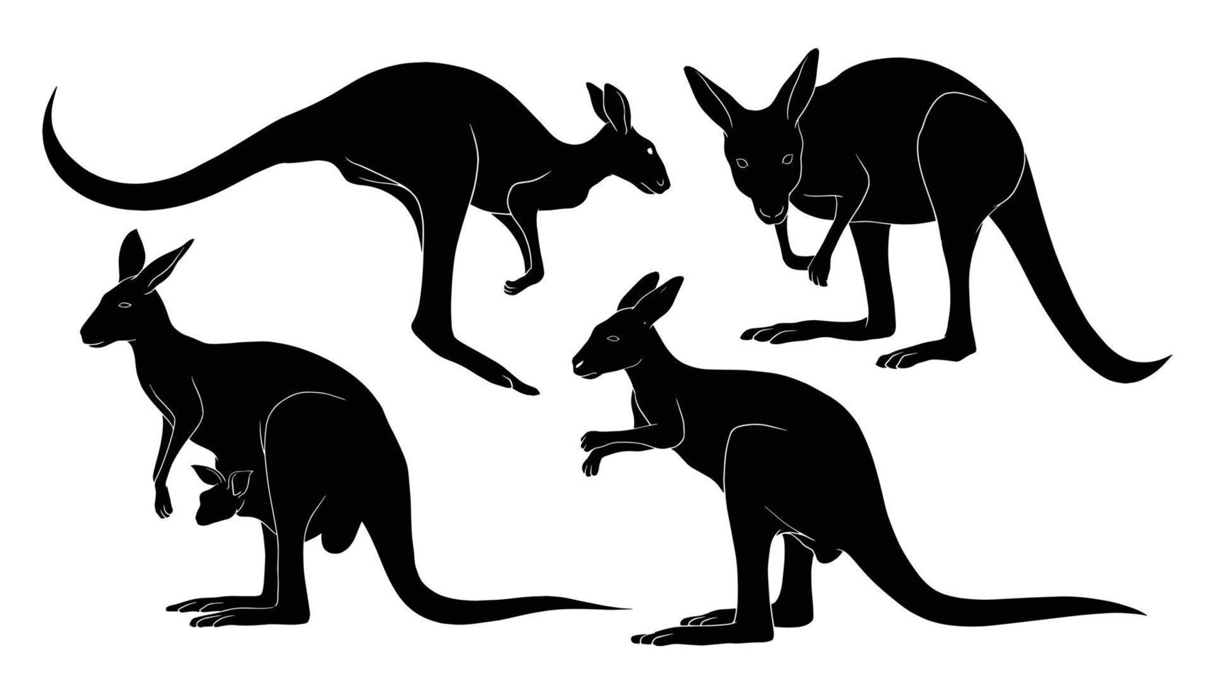 hand getekend silhouet van kangoeroe vector