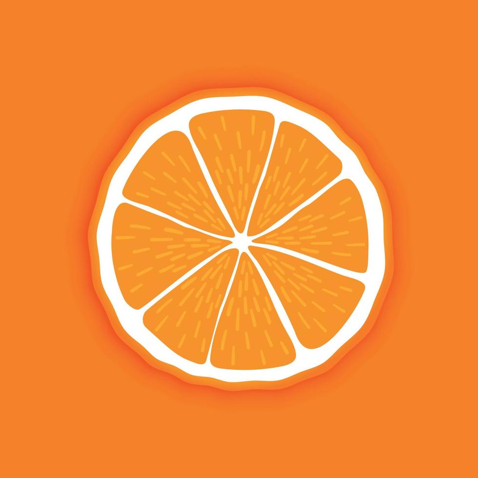 vector verse rijpe ronde schijfje oranje fruit. gezond eten. kleurrijke citrus oranje achtergrond.