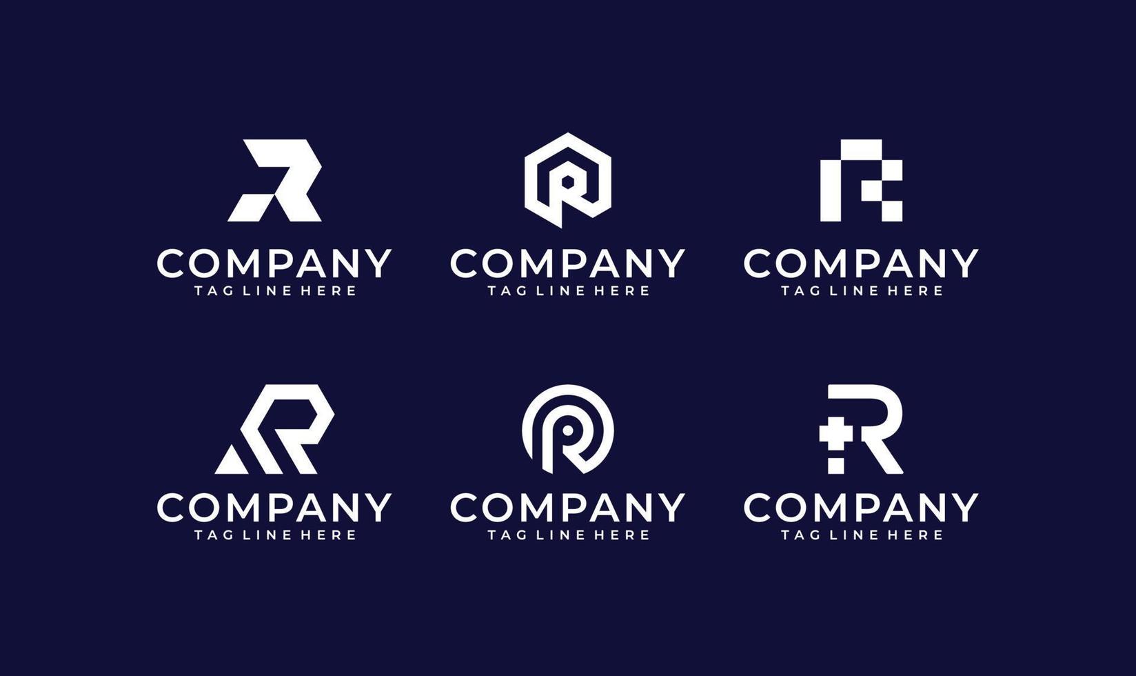 set letter r-logocollectie voor advies, initiaal, financieringsmaatschappij vector