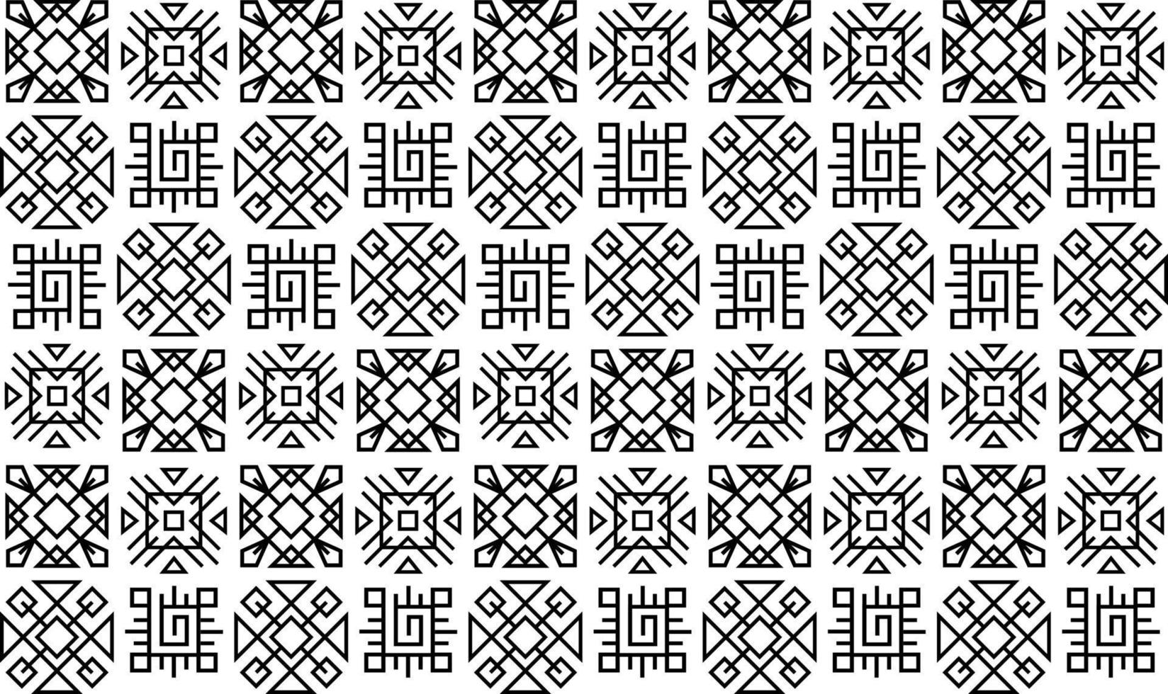 naadloos patroon met etnische geometrische ontwerpelementen. zwarte dunne lijnkunstornamenten, vierkante patronen vector