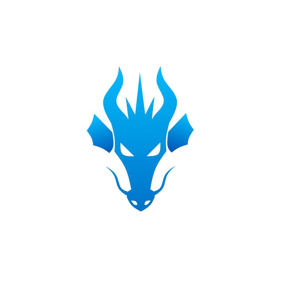 sjabloon logo hoofd gezicht blauwe draak vector