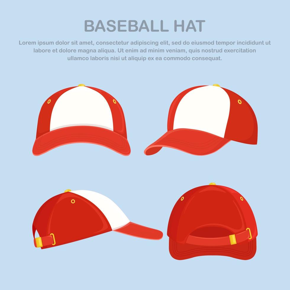 baseballcap, hoed geïsoleerd op blauwe achtergrond. vector ontwerp