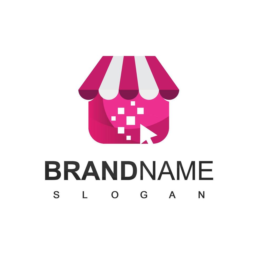 klik op online winkel logo ontwerpsjabloon vector