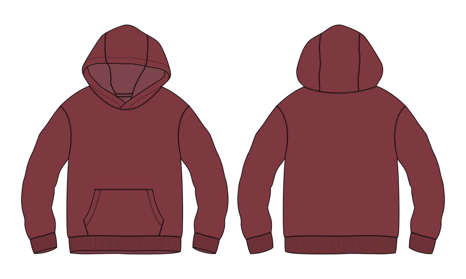 lange mouw hoodie vector illustratie rode kleur sjabloon.