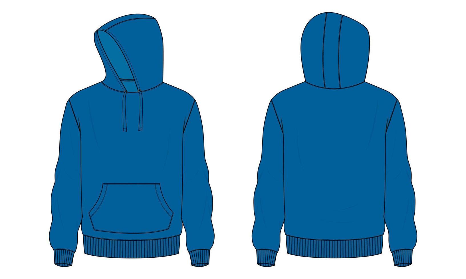 lange mouw hoodie vector illustratie blauwe kleur sjabloon.
