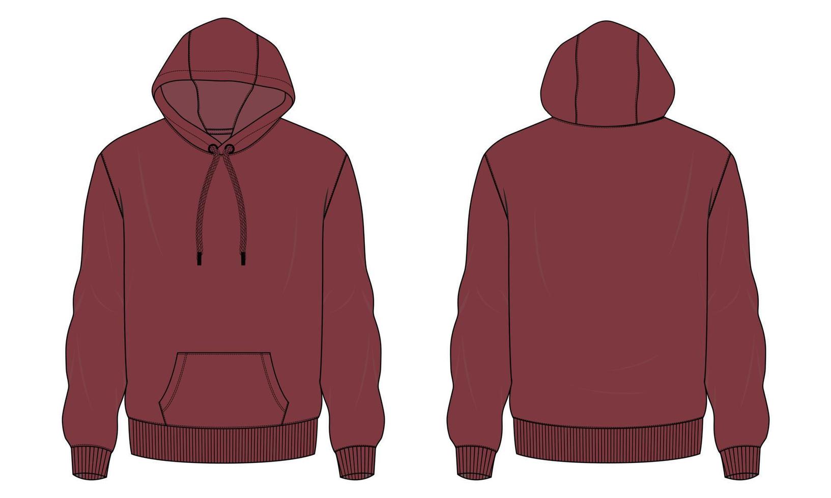 lange mouw hoodie vector illustratie rode kleur sjabloon.