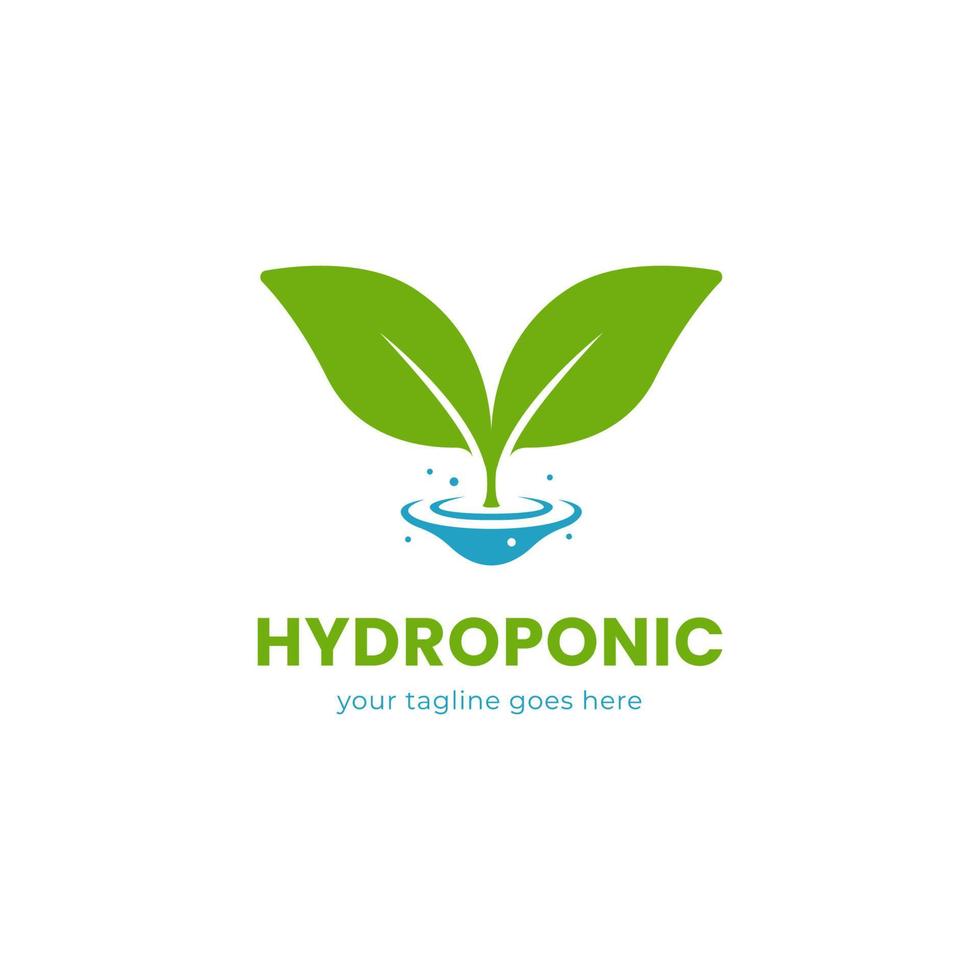 eenvoudige hydrocultuur boerderij logo icoon met natuurlijk groen blad en water rimpel symbool vector