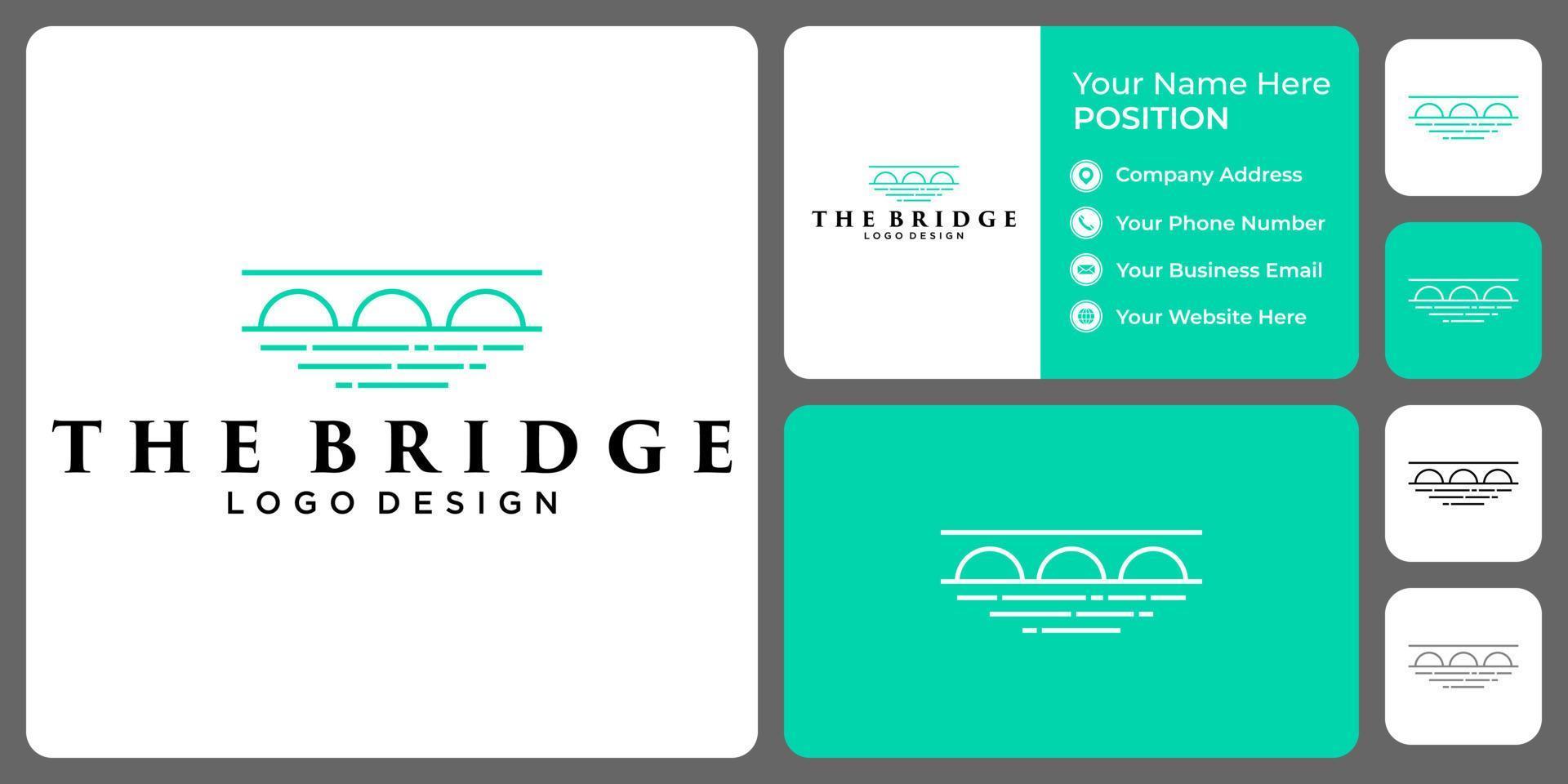 eenvoudig bridge-logo-ontwerp met sjabloon voor visitekaartjes. vector