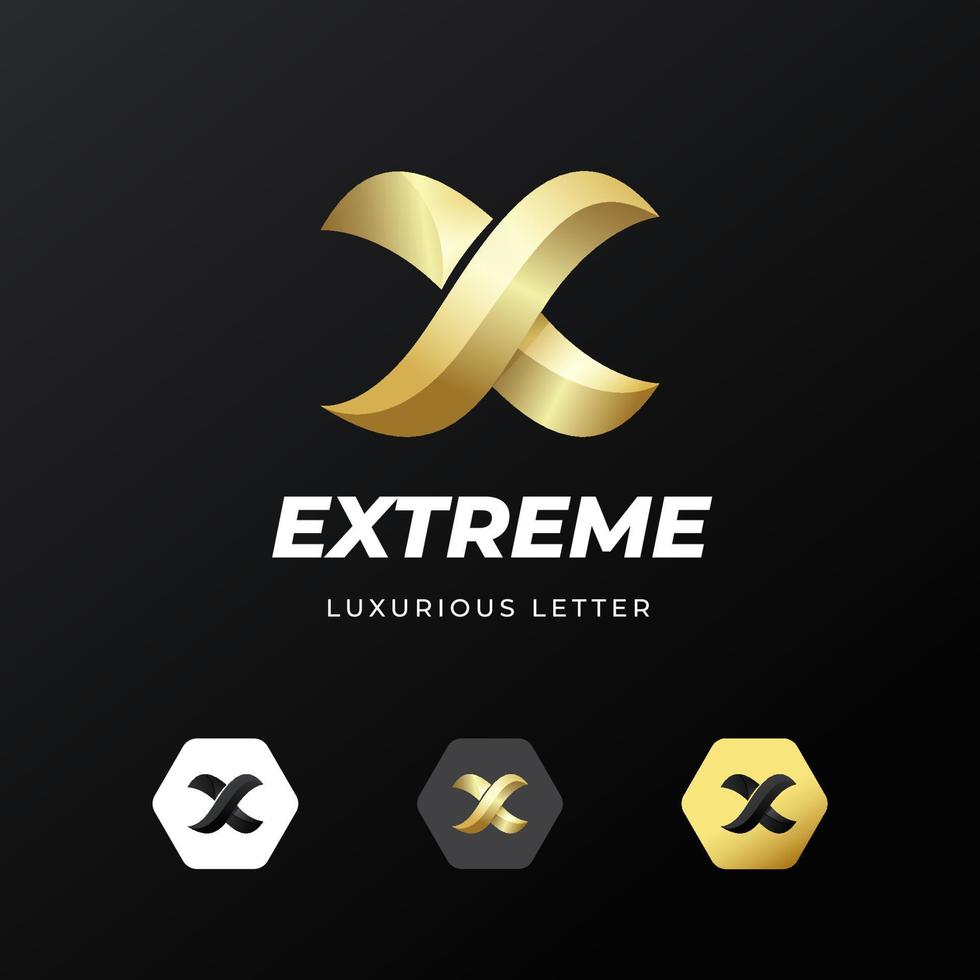 eerste letter x logo sjabloonontwerp met gouden gradiënt concept luxe voor zakelijk bedrijf vector