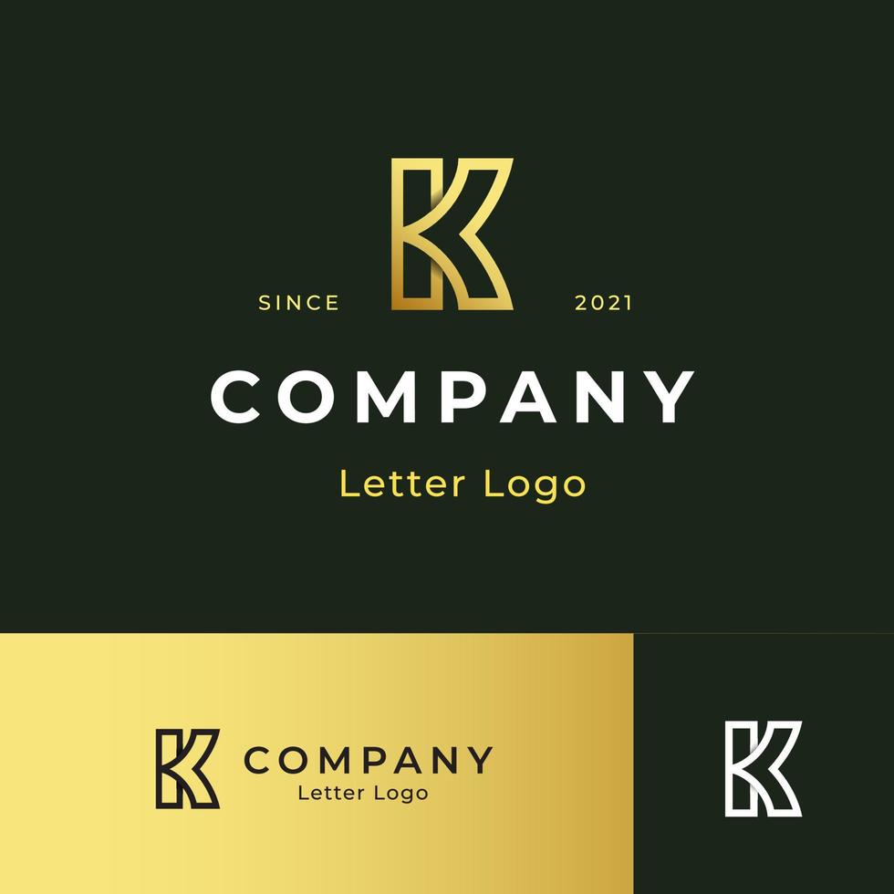 brieven k lijn monogram logo ontwerp. lineair minimaal stijlvol embleem. luxe elegant vectorelement. premium bedrijfslogo. grafisch alfabetsymbool voor bedrijfsidentiteit vector