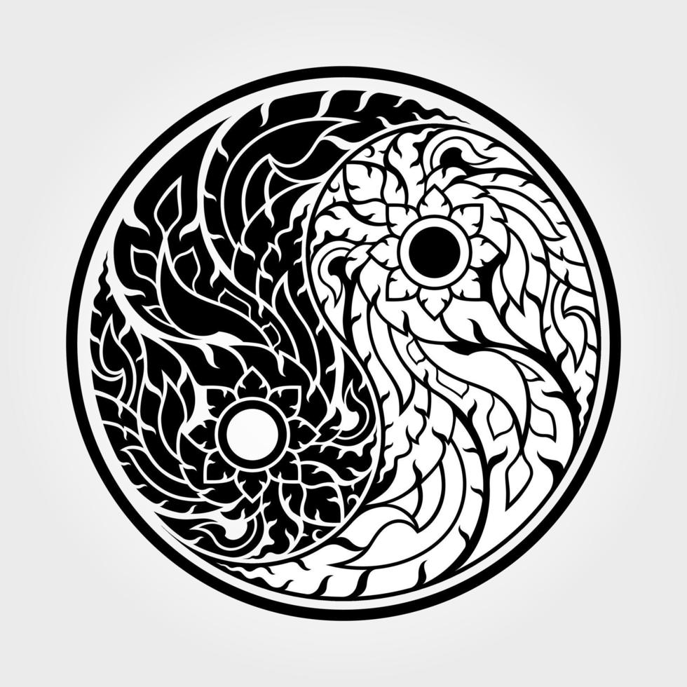 Thaise kunst yin en yang patronen - vector