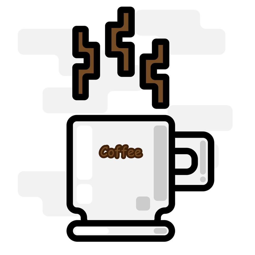 schattige vierkante hete cappucino koffie plat ontwerp cartoon voor shirt, poster, cadeaubon, omslag of logo vector