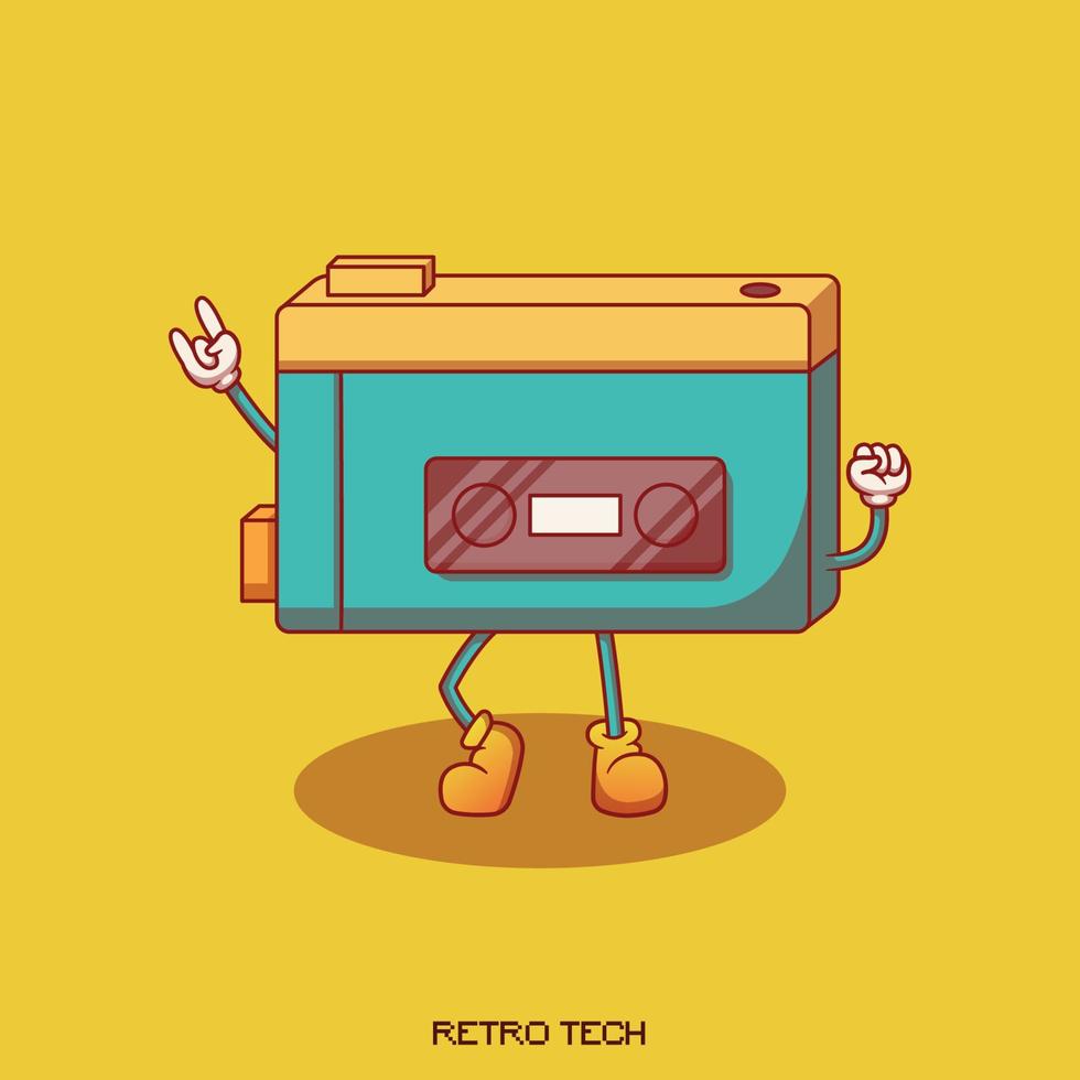 grappige illustratie van de cassettespeler vector