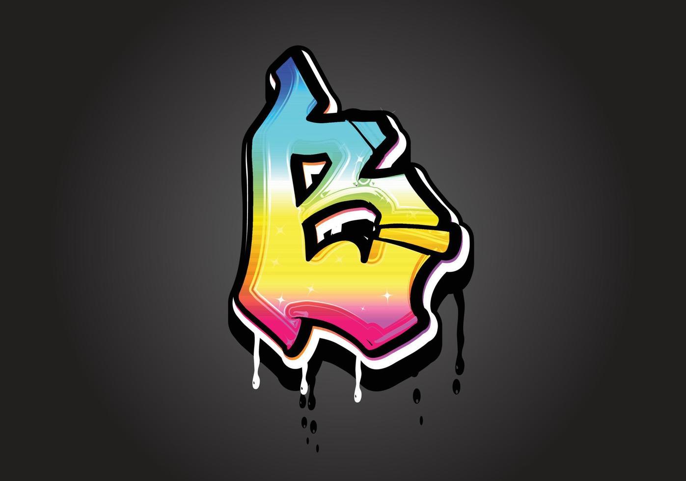 b brief 3d graffiti druipend alfabet lettertype vector