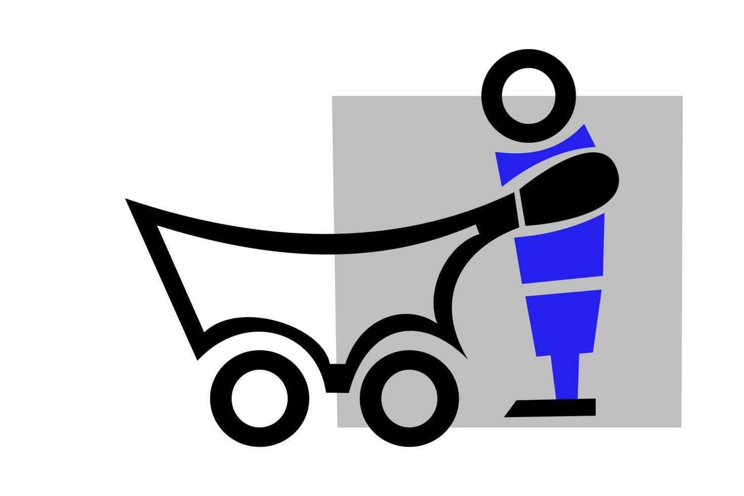 vectorillustratie een persoon met een winkelwagentje-pictogram vector
