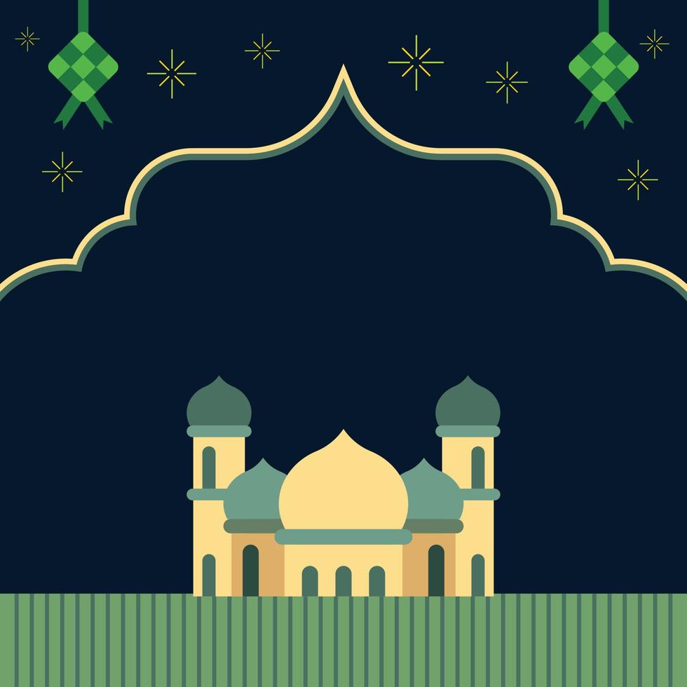 lege ruimte uithangbord voor ramadan kareem groet met platte ontwerp moskee grafische en islamitische decoratieve elementen vector