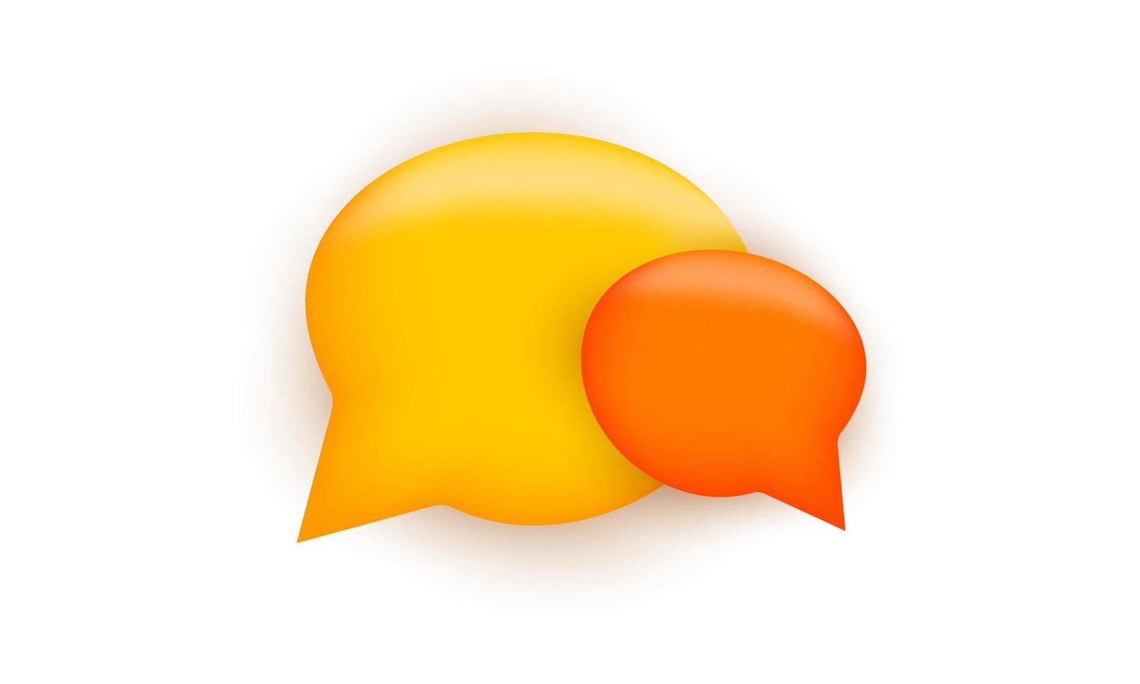 3d geel oranje glanzende tekstballon illustratie sociaal op witte achtergrond vector