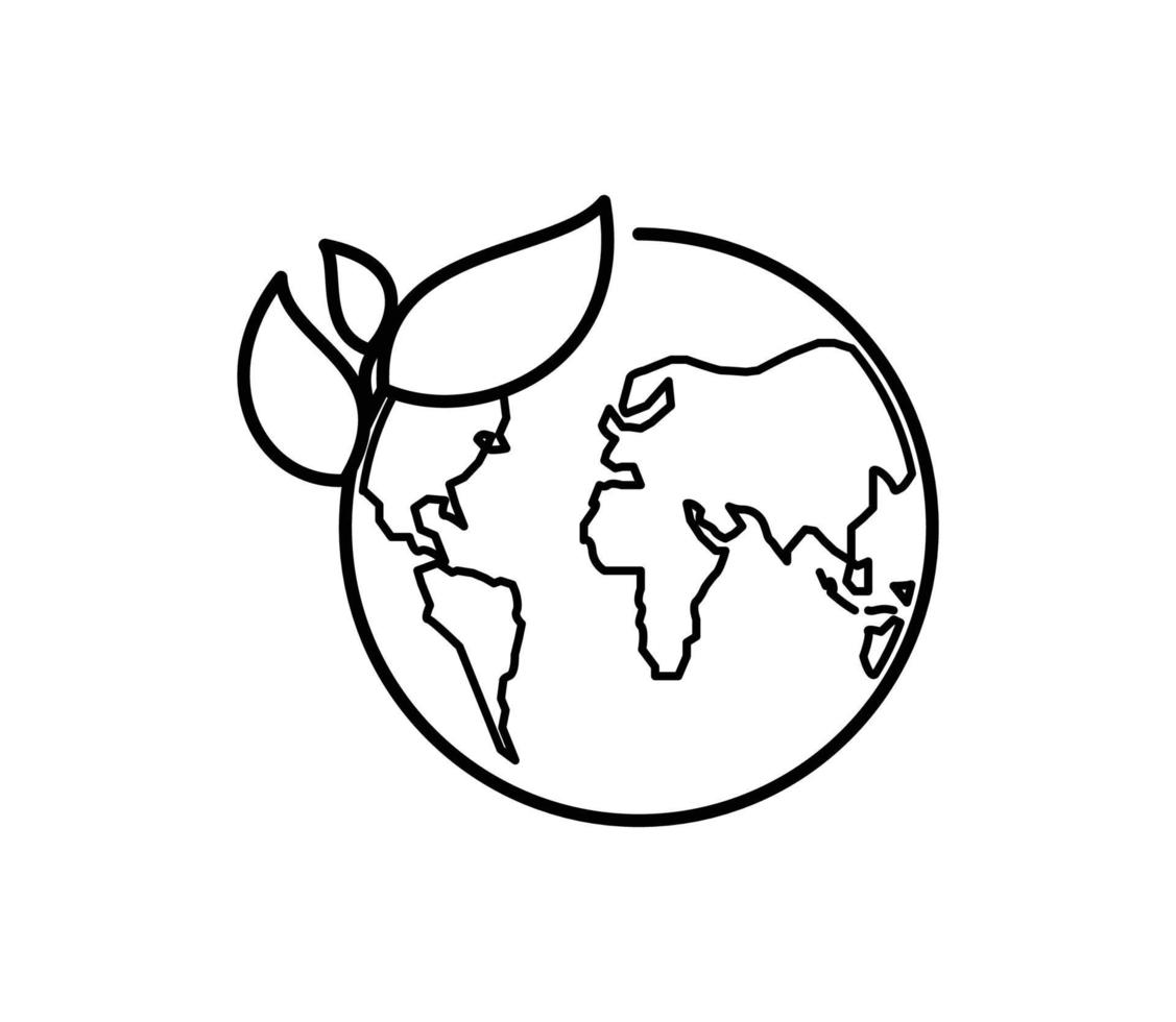 wereldbol whit blad pictogram vector logo ontwerpsjabloon