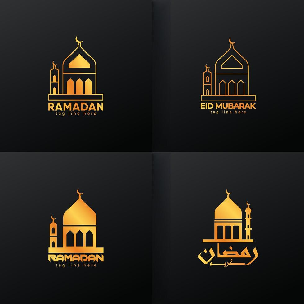 ramadan en eid islamitisch symbool creatief aangepast logo-ontwerp vector