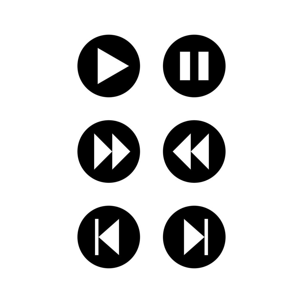 muziek knop vector icon set op witte achtergrond
