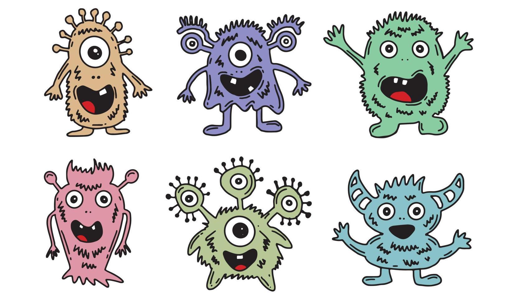 monsterset, met de hand getekende illustratie vector