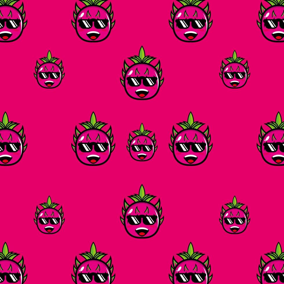 leuke grappige cartoon karakter draak fruit op roze background.vector cartoon kawaii karakter illustratie ontwerp op wallpaper vector