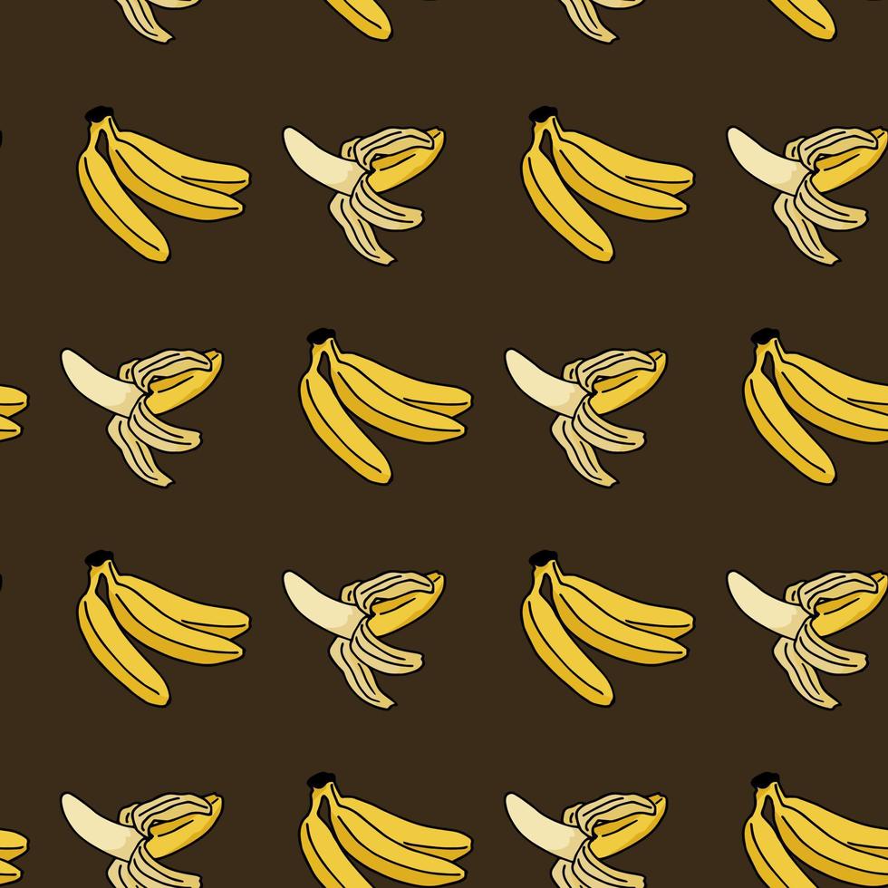 naadloos patroon met banaan op bruine achtergrond vector