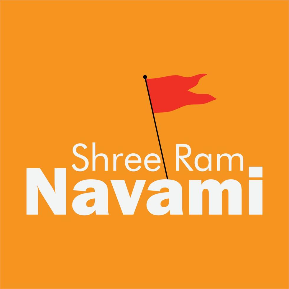 ram navami wenskaart voor hindoe festival, met ram navami kalligrafie in marathi. vector