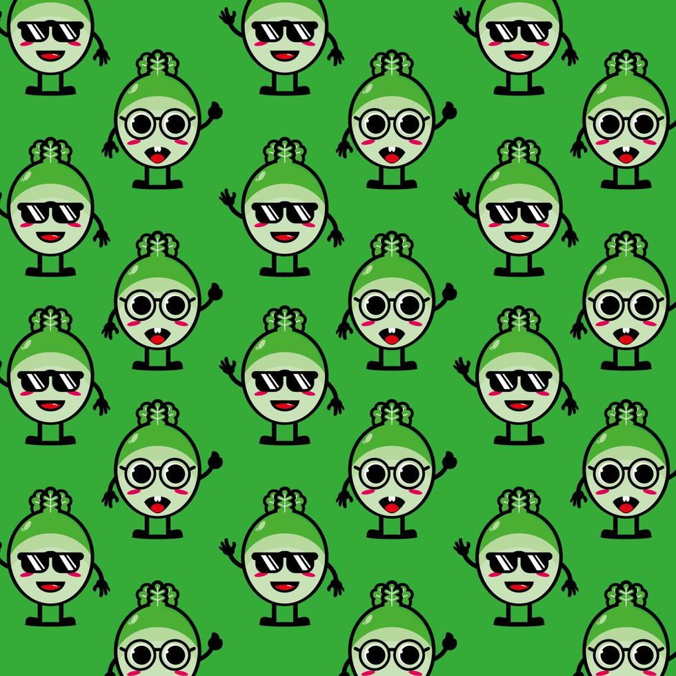 leuke grappige cartoon karakter kool op groene background.vector cartoon kawaii karakter illustratie ontwerp op wallpaper vector