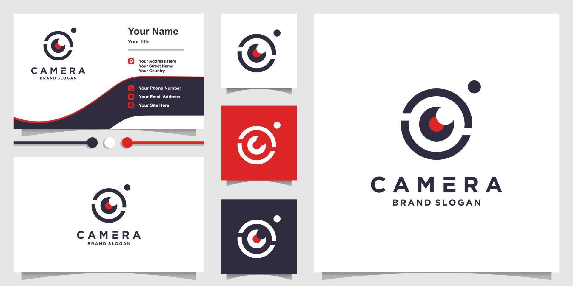 camera-logo met creatief modern concept en visitekaartjeontwerp premium vector