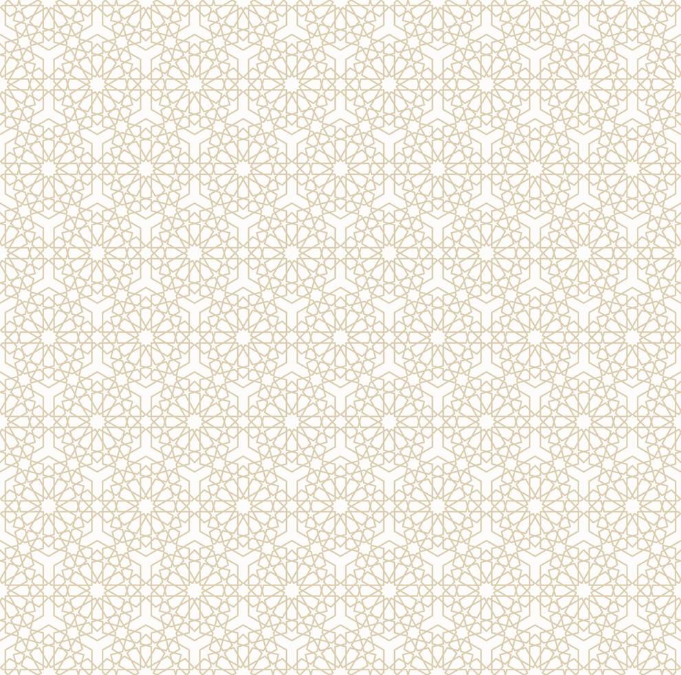 geometrische islamitische of Arabische ster zeshoek vorm naadloze patroon met gele gouden kleur achtergrond. gebruik voor stof, textiel, interieurdecoratie-elementen. vector