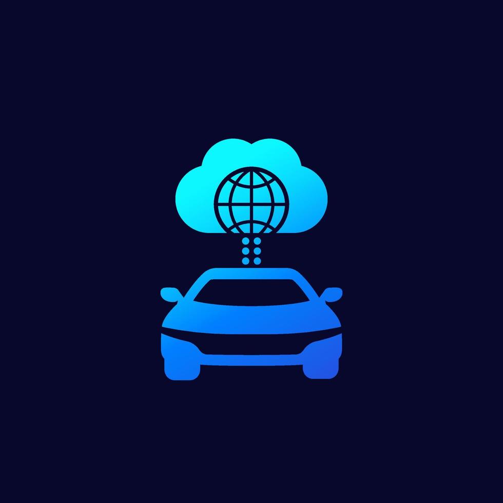 autonome auto, verbonden met cloud vector icon