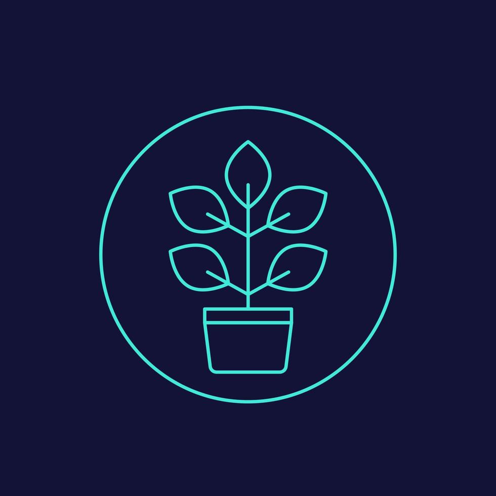 plant in pot, lineair pictogram vector
