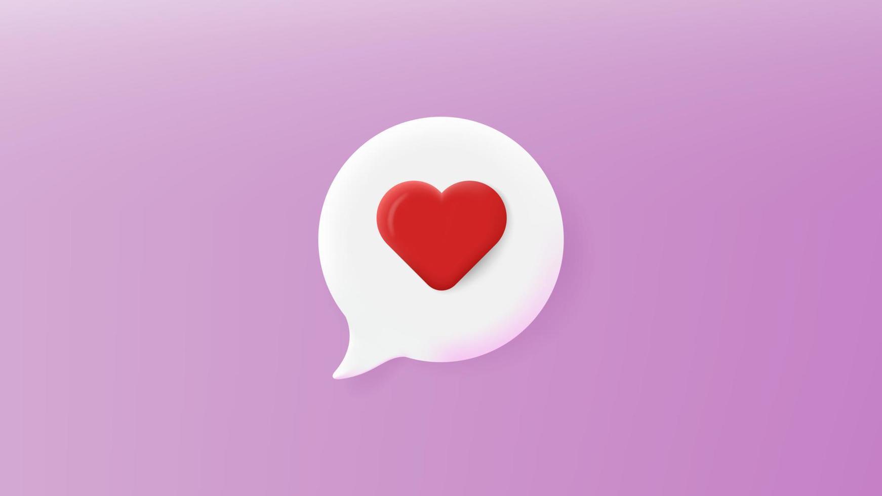 rode liefde tekstballon bericht 3D-stijl vector
