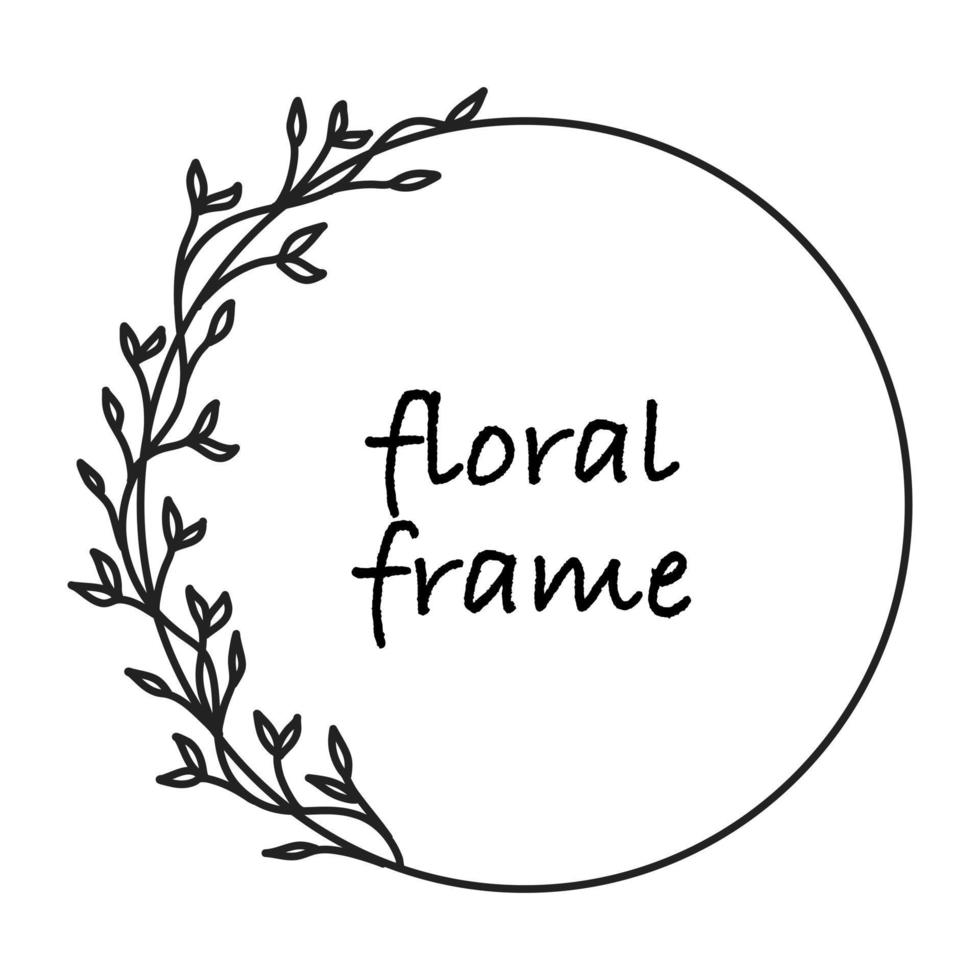 geometrische vector bloemen frame. rand versierd met handgetekende delicate bloemen, takken, bladeren, bloesem. vector illustratie