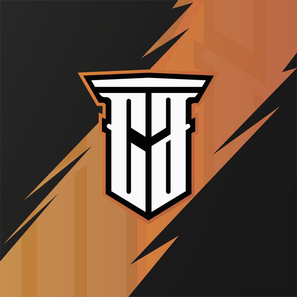 initiële ca met pilaar, vector eerste letter monogram esport en gaming-logo sjabloon