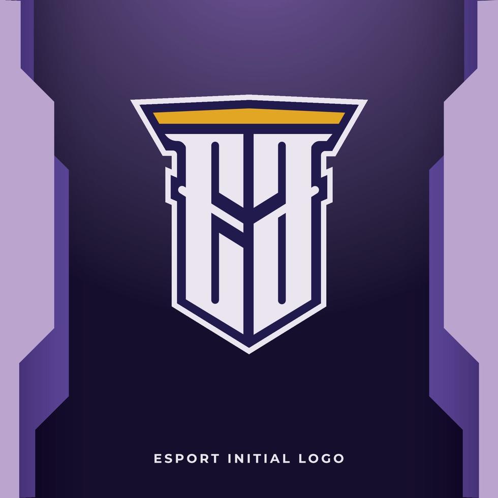 initiële ea met pilaar, vector eerste letter monogram esport en gaming-logo sjabloon