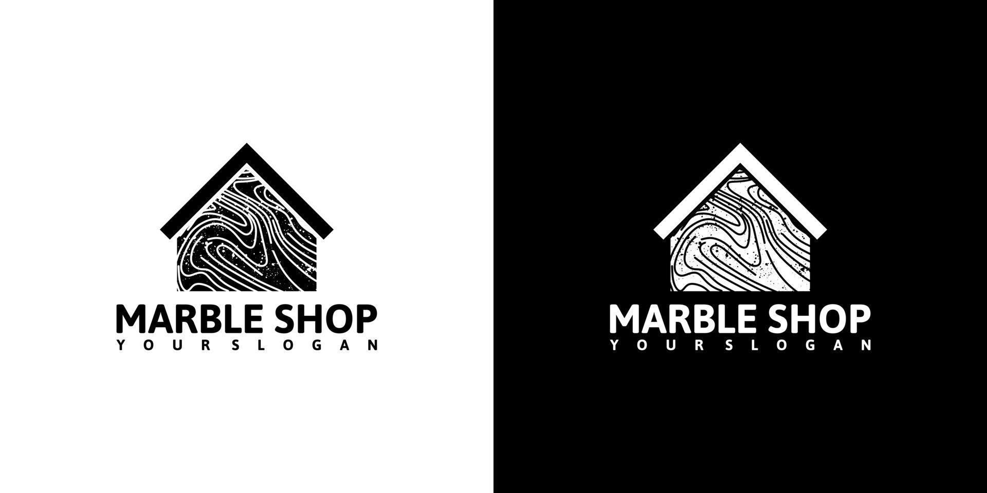 marmeren winkel, logo-inspiratie met lijntekeningen voor winkel en bedrijf vector