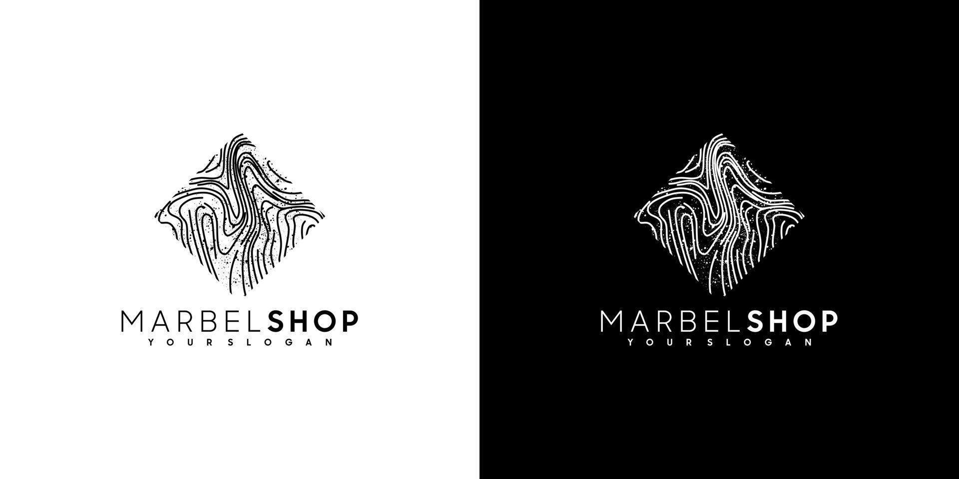 marmeren winkel, logo-inspiratie met lijntekeningen voor winkel en bedrijf vector