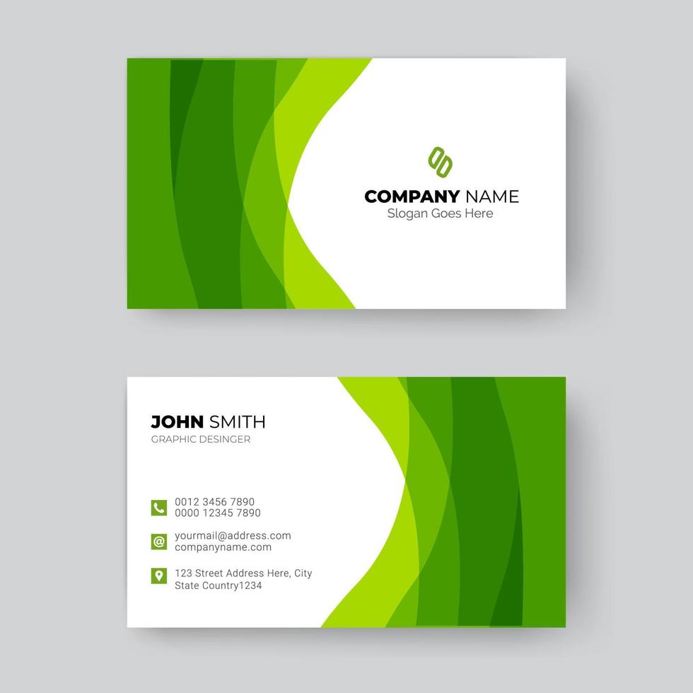 minimale en eenvoudige ontwerpsjabloon voor groene visitekaartjes vector