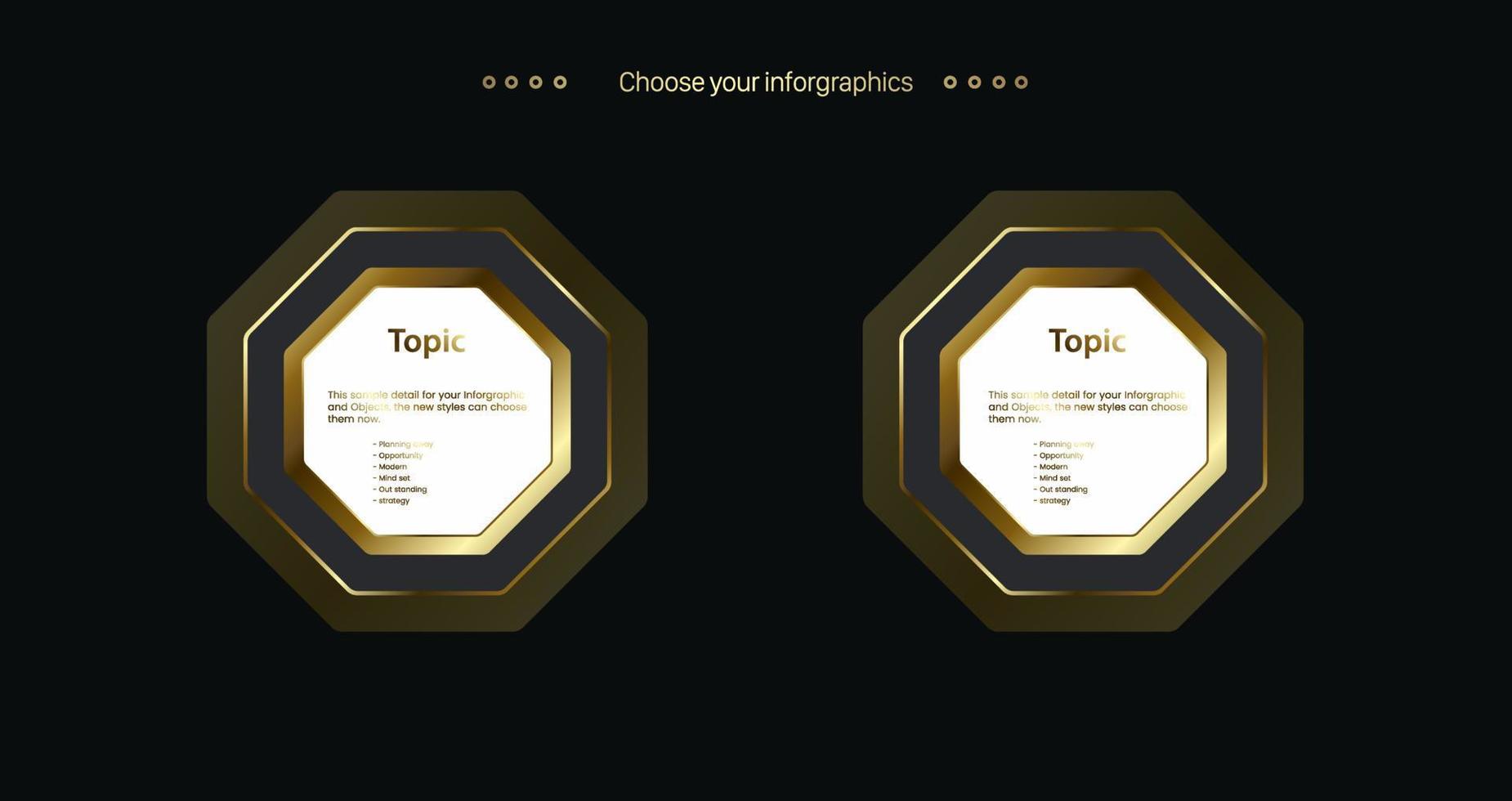 luxe gouden multifunctionele infographic ontwerpsjabloon met twee opties vector