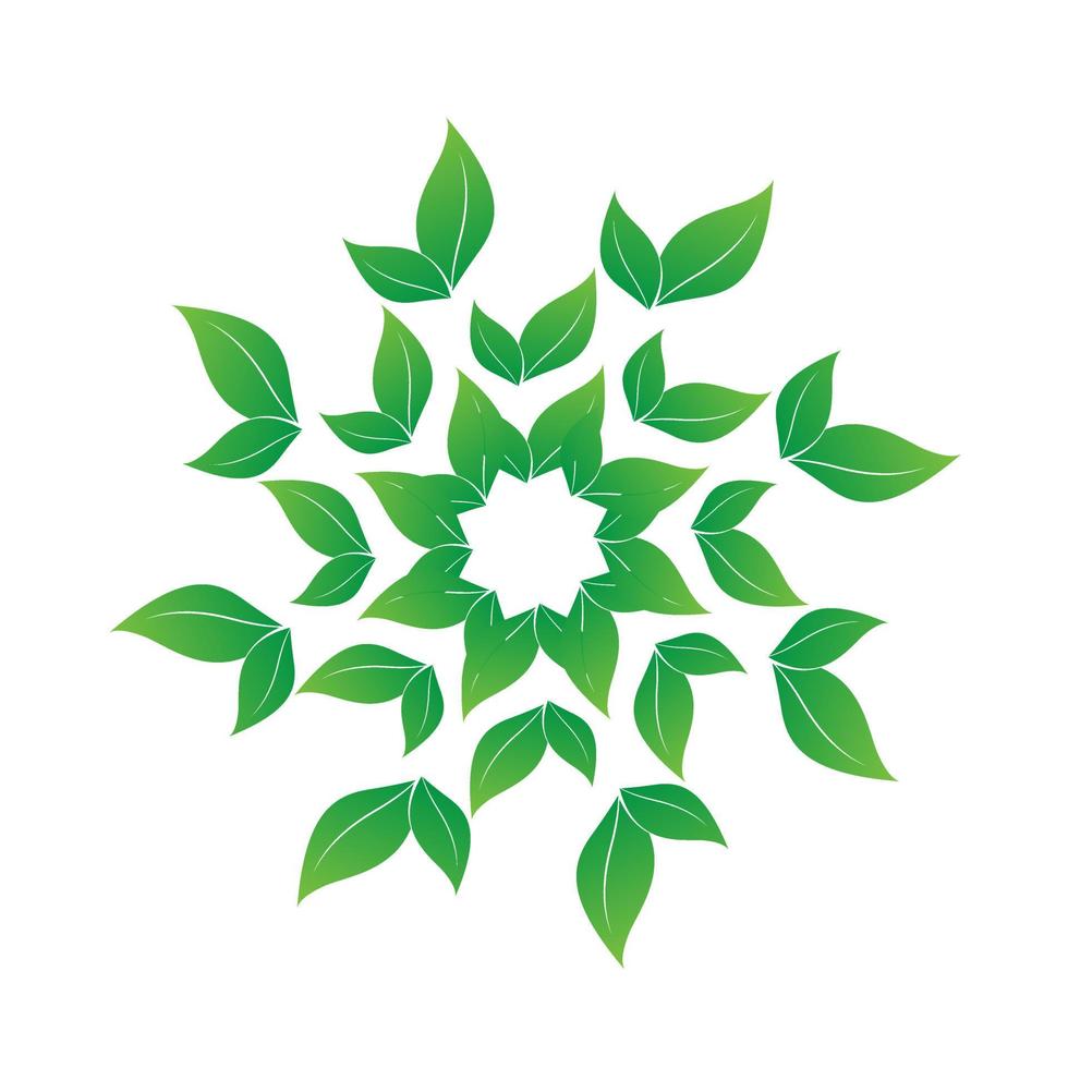 cirkel van groene bladeren patroon sjabloonontwerp, de groei van groene bladeren, groene symble, pictogrammen, logo, object, lente textuur ontwerp vector