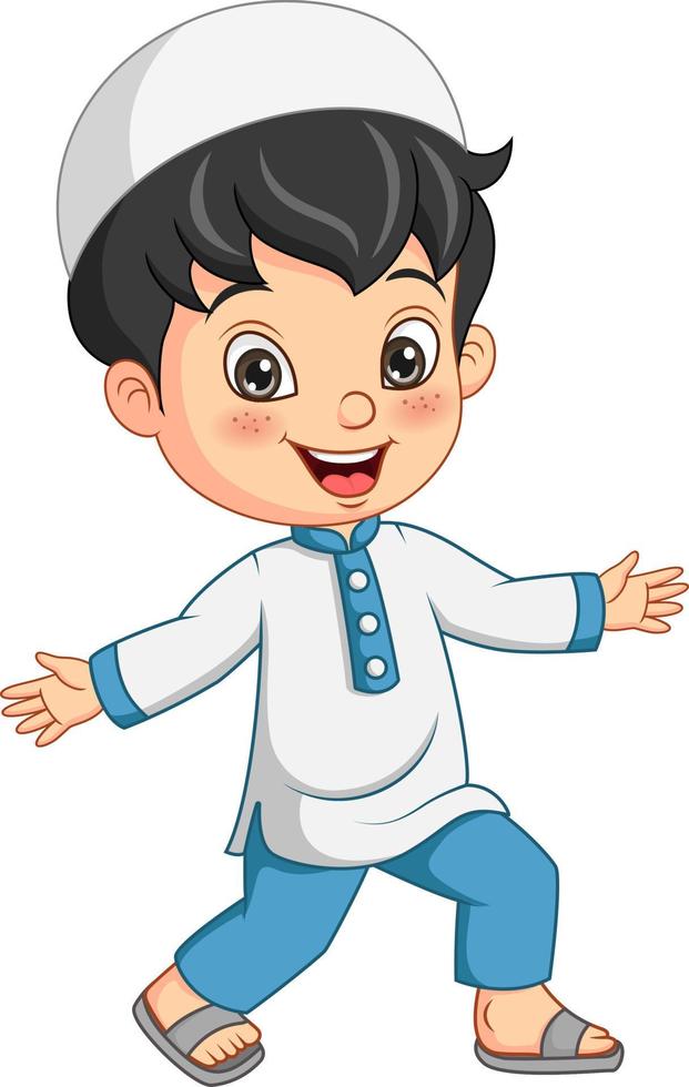 gelukkige moslim jongen cartoon poseren vector